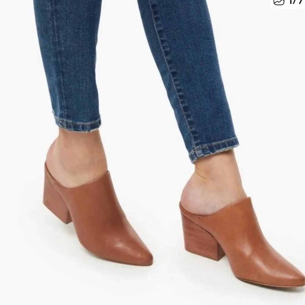 Able Global Rojas Pointed Toe Leather Mules Cognac - Picture 5 of 5